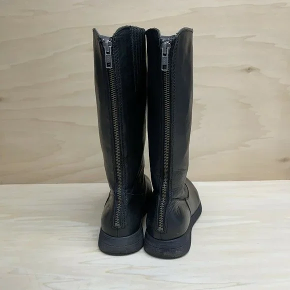 Born Womens Minnola Black Leather Knee High Riding Boots Back Zip Size 8.5 - Picture 5 of 9
